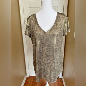 White House black market top size M gold metalic